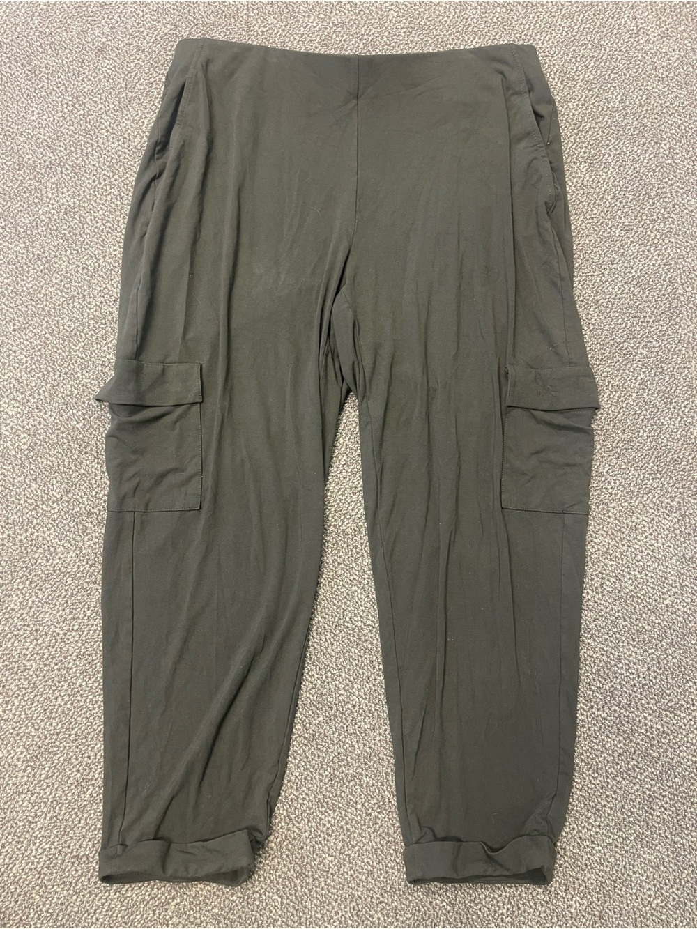 J. Jill Wearever Knit Cargo Pants 1X Olive Green Pull On Rayon Lycra Plus